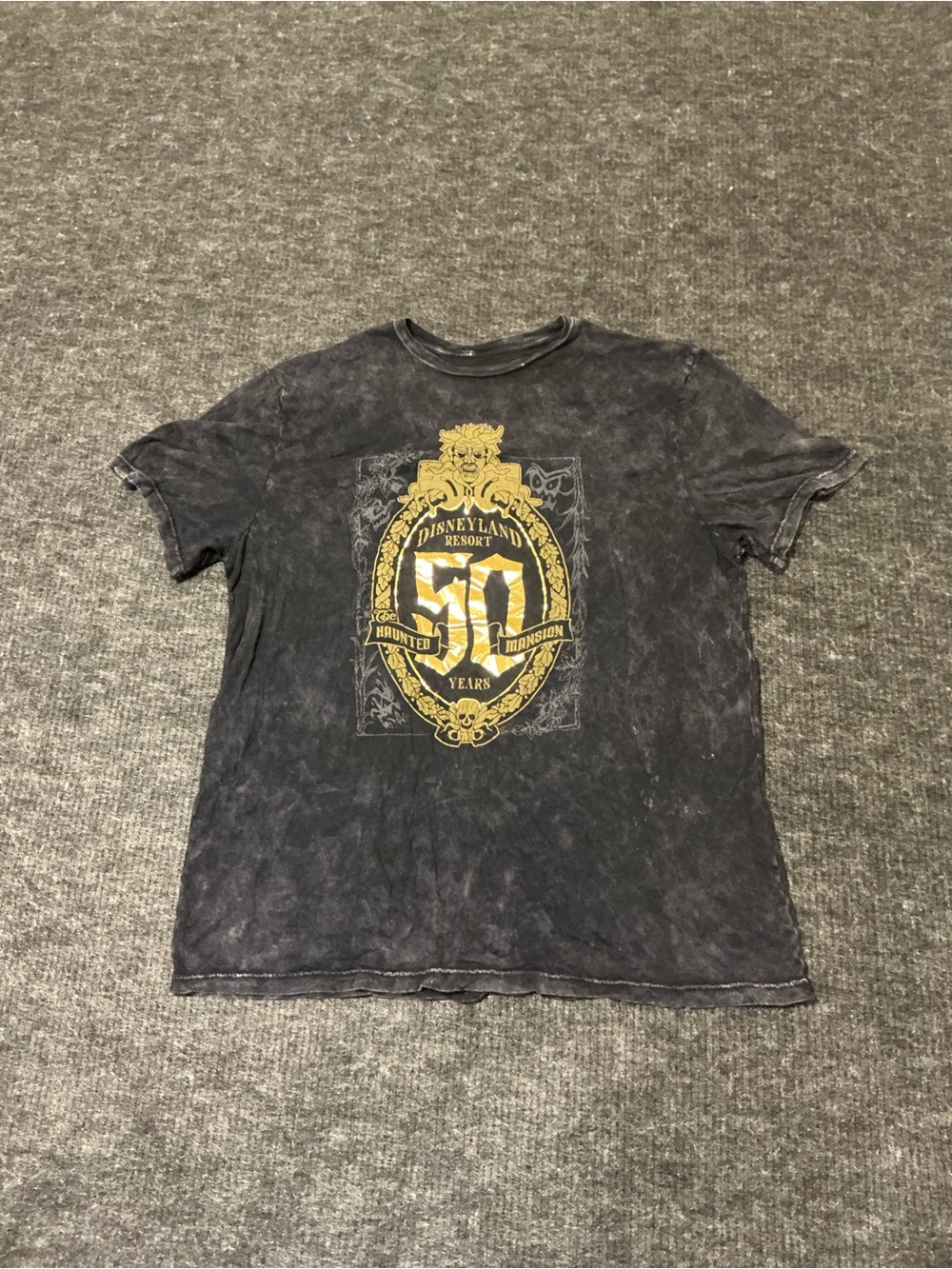 Disney Black Short-Sleeve Graphic Tee with Gold Crest